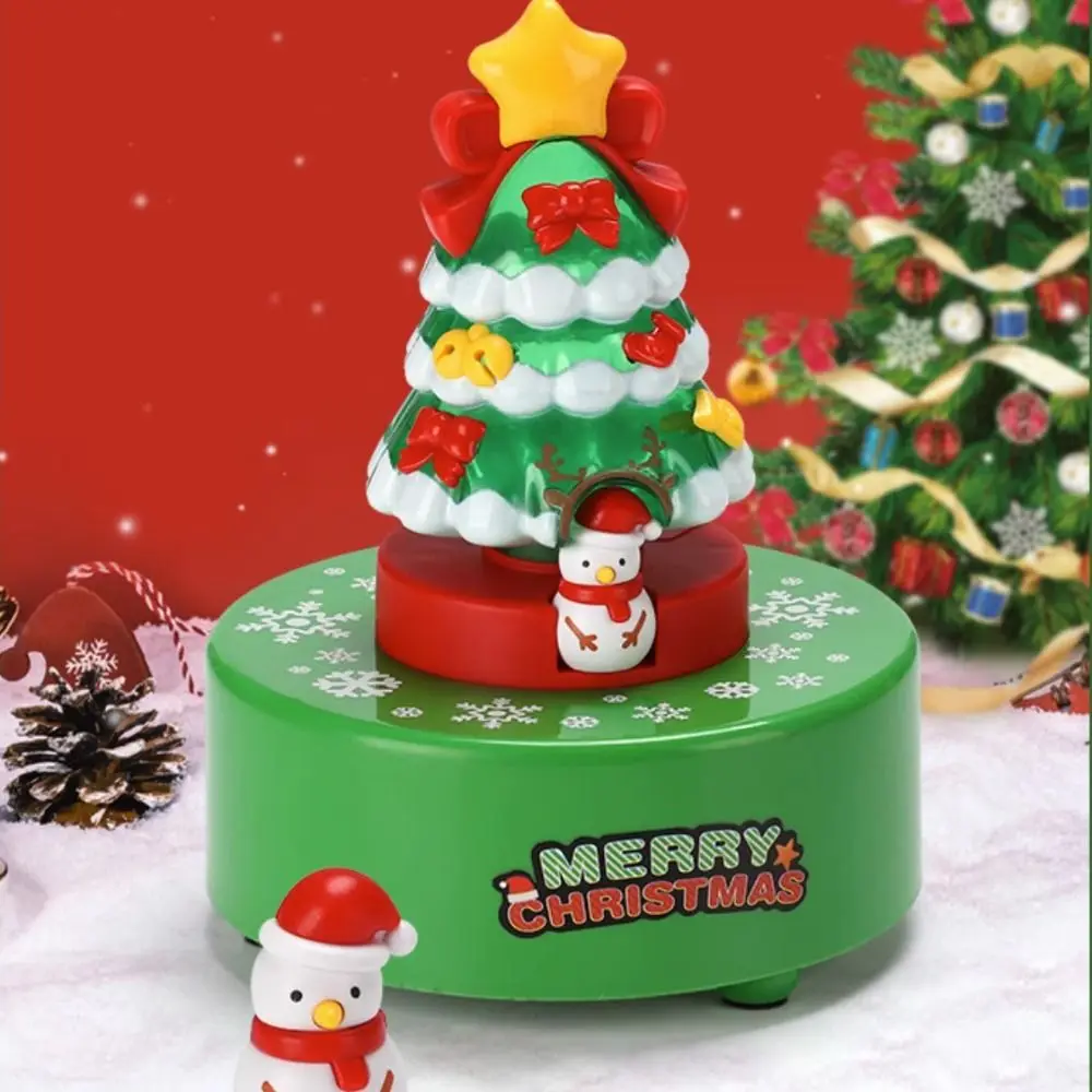 

Rotating Snowman Christmas Tree Music Box Lights Cartoon Lighting Snowman Music Box Christmas Tree Plastic