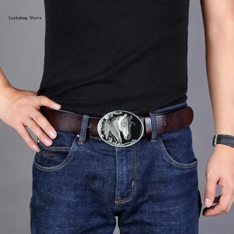 Западная гравировка пряжка для ремня серебряный цвет рельефная лошади подарок