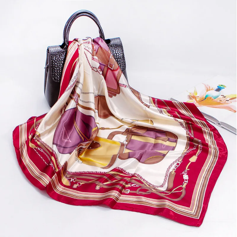 Новинка 2021 женская модель 90 см модная сумка шарф с принтом сатиновый атласный
