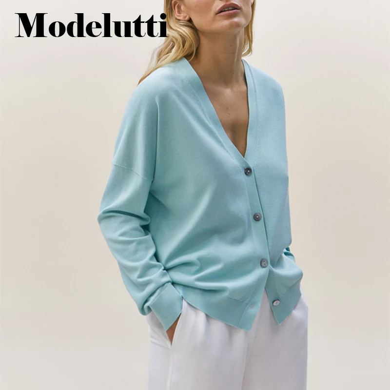 

Женский вязаный однобортный Кардиган с V-образным вырезом