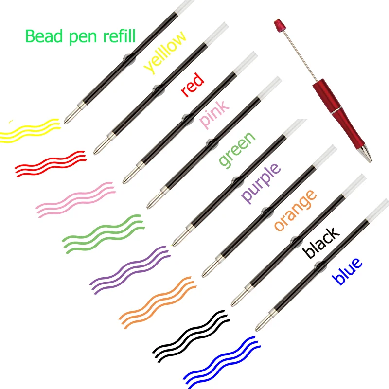 

50 шт., стержни для ручек из бисера, 1,0 мм, стержни для ручек, красочные чернила для ручки с бисером, подарок, школьный офис, инструмент для письма, канцелярские принадлежности