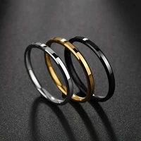 trendy 2mm promotion titanium steel smooth couple rings rose gold color thin little knuckle midi finger ring wedding gift