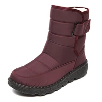 2021 new winter high top plush boots water waterproof low heels hook loop plus velvet women outdoor snow boots botas de mujer
