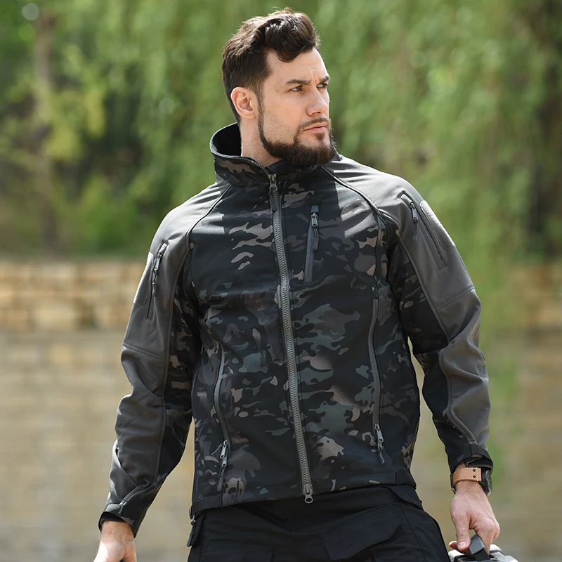 

Softshell Hiking Jackets Men Outdoor Sports Climbing Fishing Camping Waterproof Windbreaker Mens Army Military Tactical Jacket