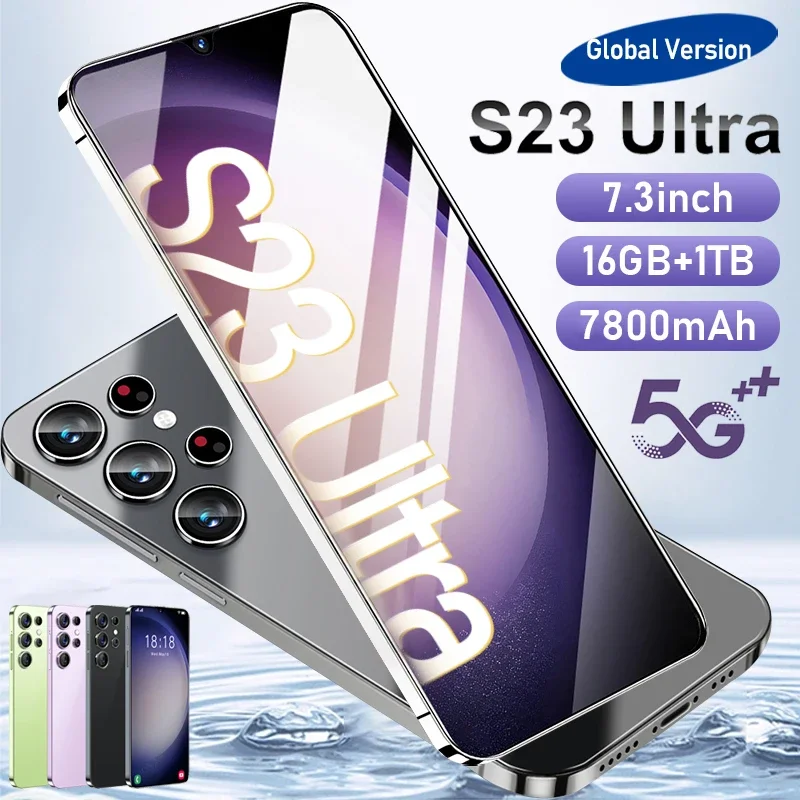 

New Smartphone S23 Ultra 5G 7.3" Snapdragon 8 gen2 Android Cellphones Unlocked 7800mAh 16GB+1TB Telefone Global Version Mobile