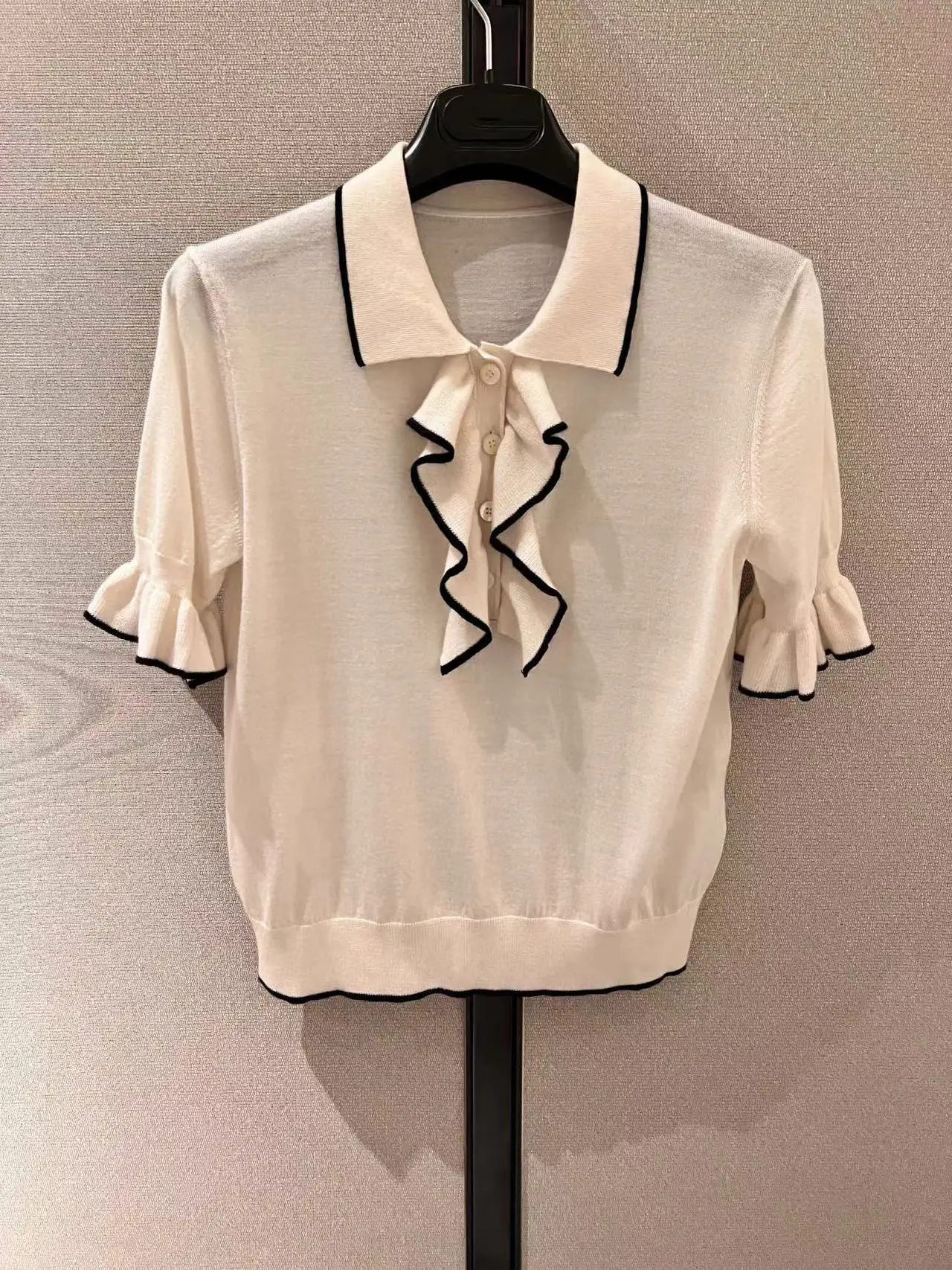 

Fyion Fashion Runway 2022 Summer Casual Knit T-shirt Women Short Sleeve Popular Hot Sale Ruffles T-Shirts