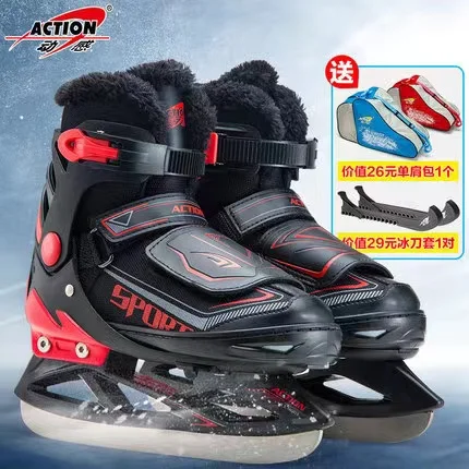 

Warm Adjustable Thicken Adult Kids Ice Skates Hockey Shoes Unisex Ice Blade Skate Sneakers Real Speed Skating Winter Beginners