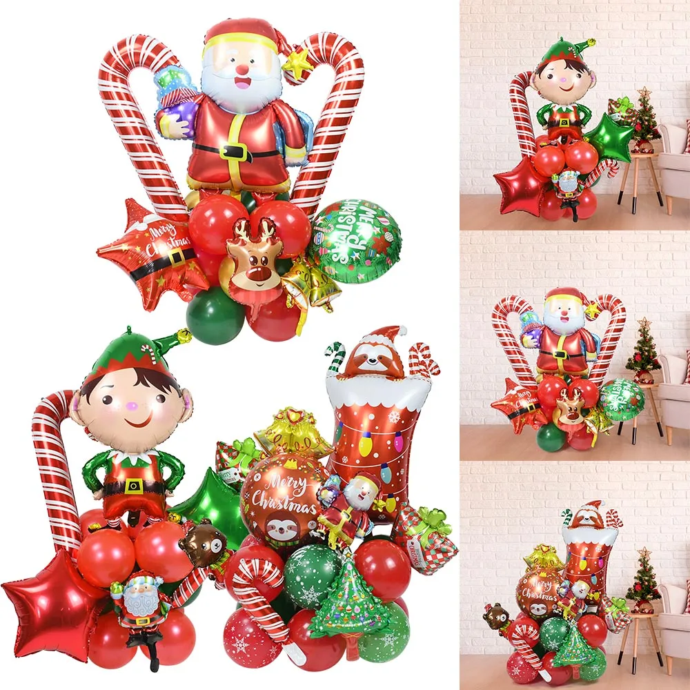 

Merry Christmas Foil Balloons Set Santa Claus Elk Spirit DIY Inflatable Toys Decor Xmas Party Cartoon Pattern Gifts Balloon