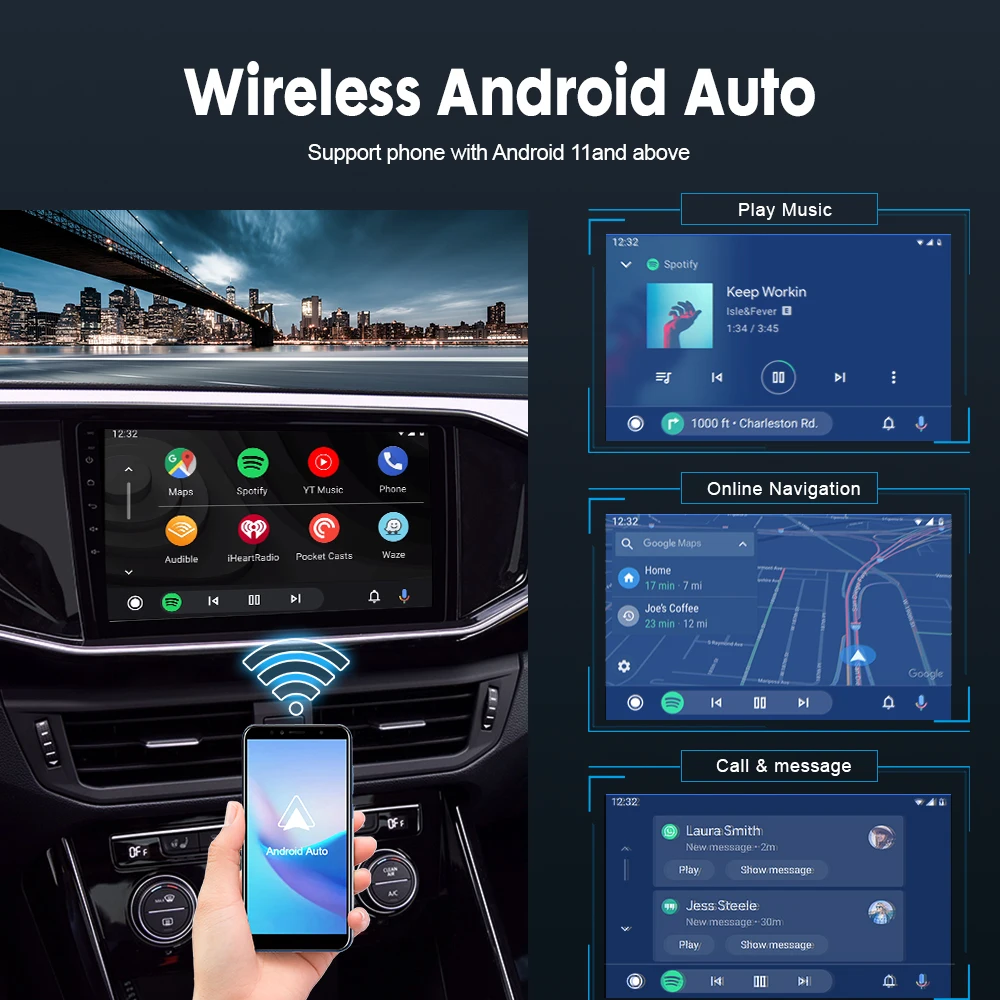 Фото Carlinkit Wireless CarPlay и Android Auto Dongle для Android Автомобильный навигационный плеер USB-адаптер Зеркальный экран Spotify Waze CCPM/A №3