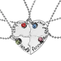 korean fashionable women necklac chain 4 piece set best friend friendship pendant bff matching necklace jewelry