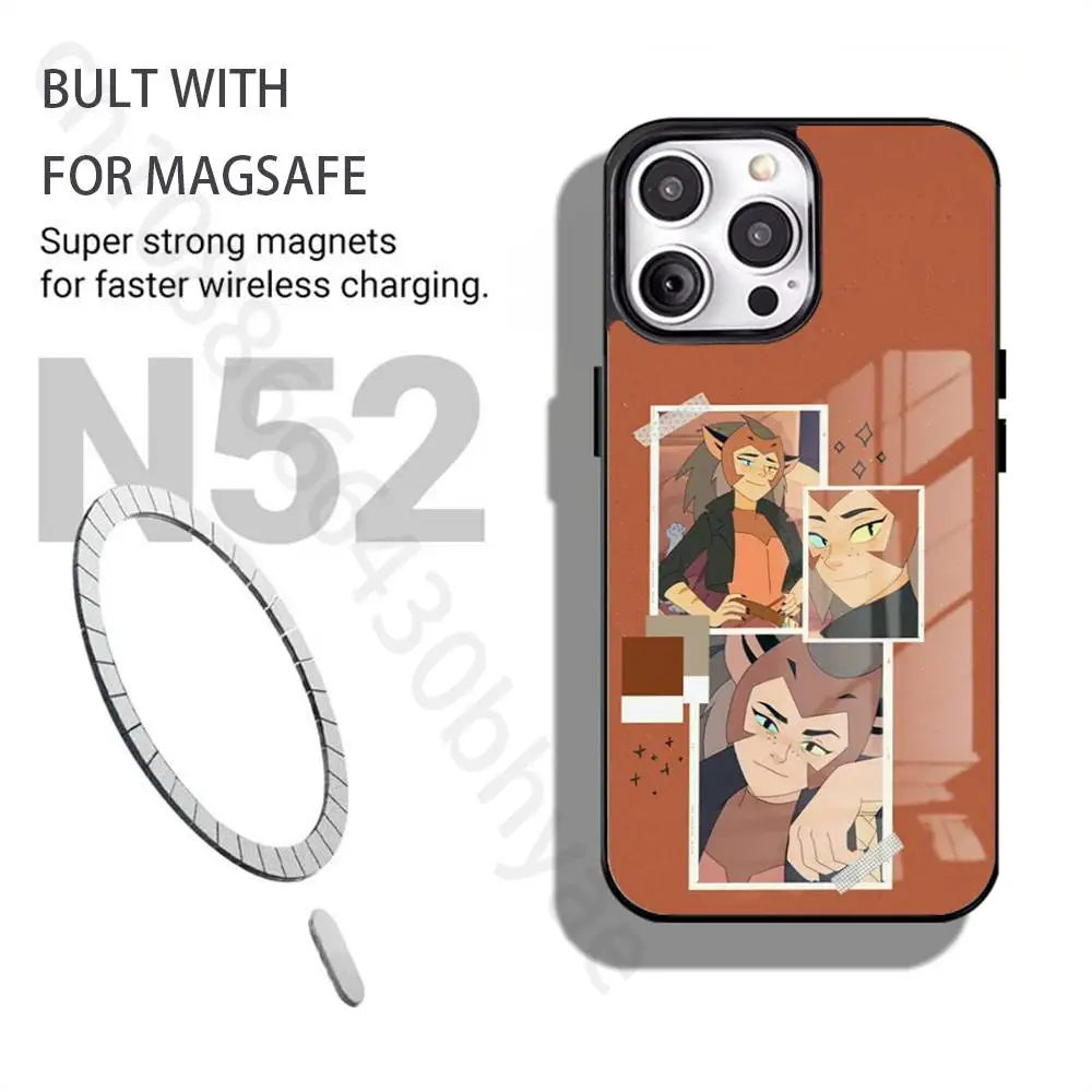 Фото Чехлы для телефонов A-Adora C-Catra S-She-Ra для iPhone 17, 16, 15, 14, 13, 12, 11 Pro Max: ультратонкий магнитный чехол с теплоотводом №3