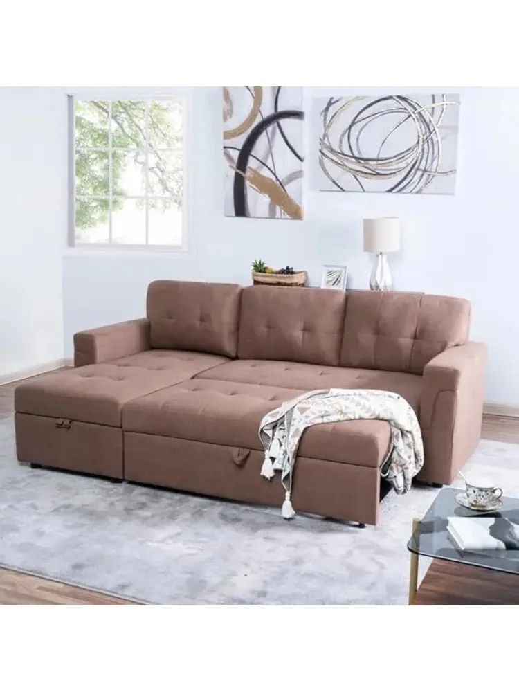 Г-образный диван выдвижной с местом для хранения вещей двусторонние спальные