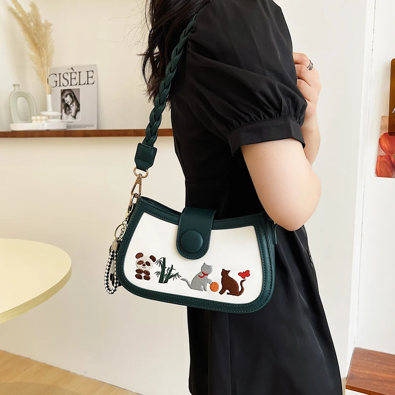 

BeiBaoBao Brand Embroidery Crossbody Bags For Women Kitten Women's Bag 2022 Trend Shoulder Bag 2 Shoulder Straps Handbag Purse