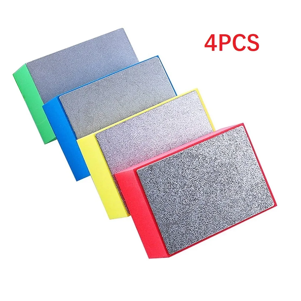 4pcs Diamond Hand Polishing Pads Tile Trimming Glass Grinding Block Pad Stone Marble Ceramic Abrasive Sanding Disc