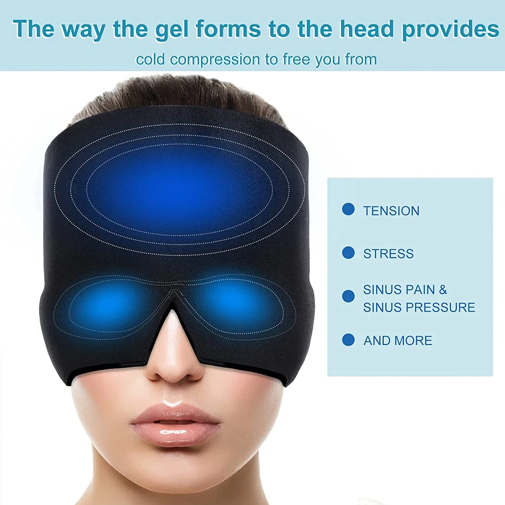 Gel Ice Headache Migraine Relief Hat Cold Therapy Cap Comfortable & Strechable Pack Eye Mask for Puffy Eyes |