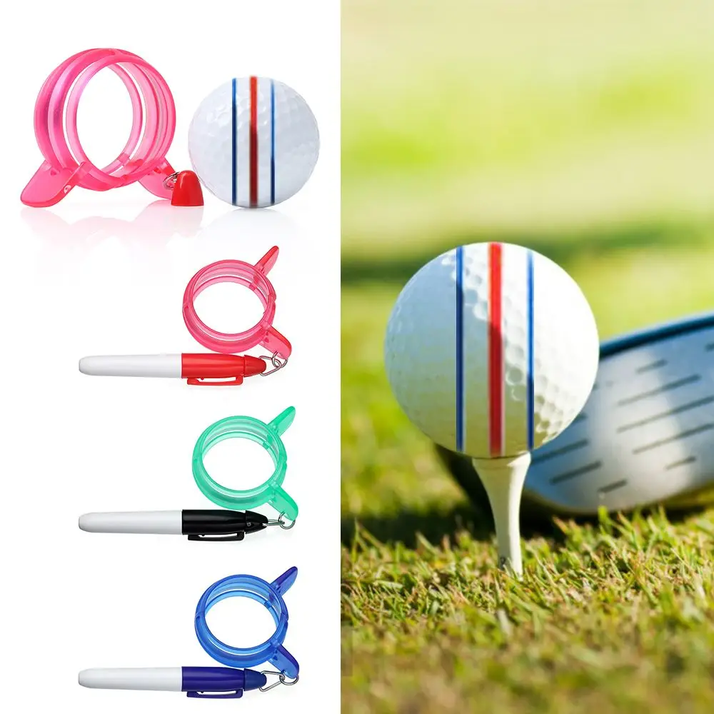 1 Set 3 Colors Circle Golf Ball Liner 360 Degree Mark Clip with Pen Plastic Marker Line Aids Alignment Golf Ball Marker Line