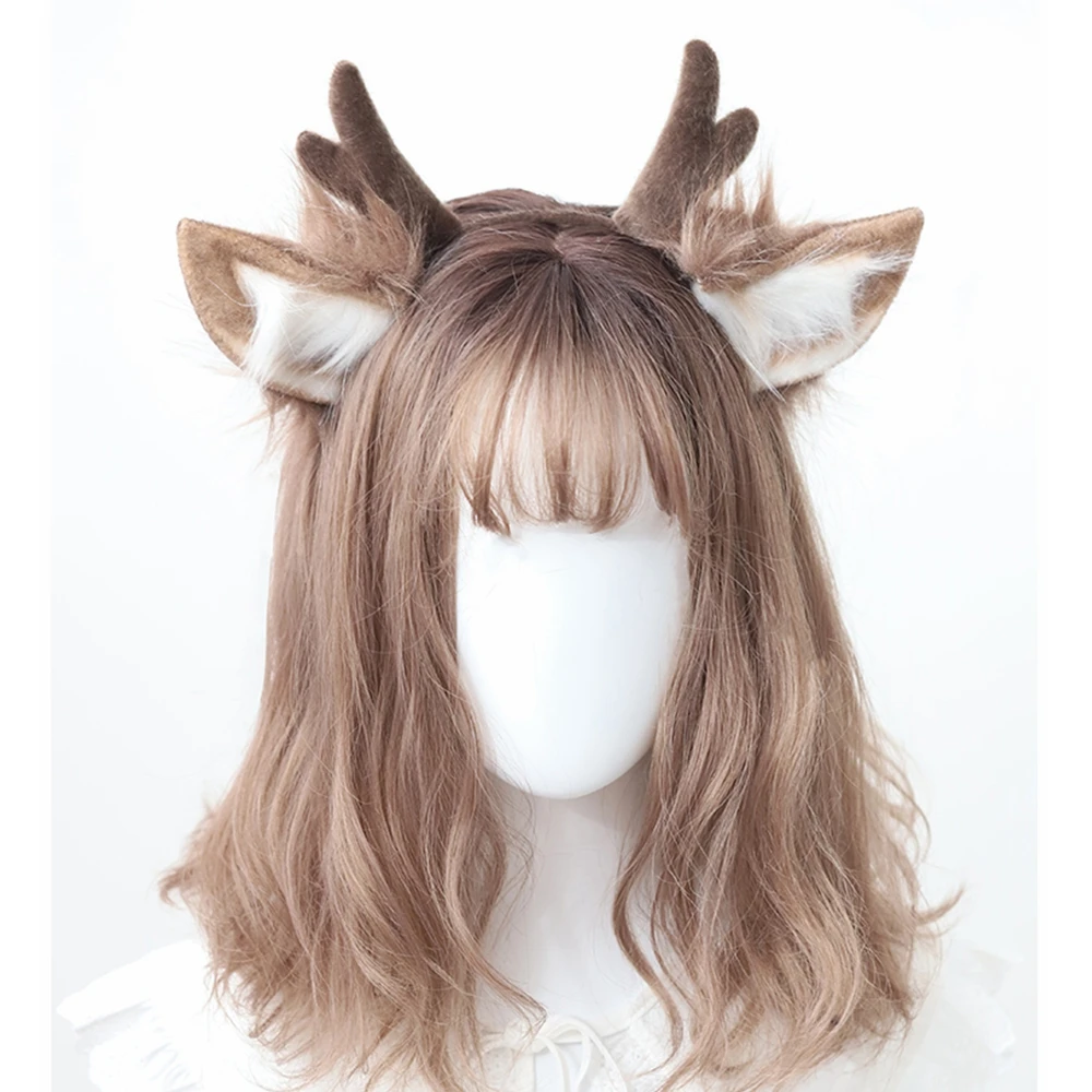 

Ободок для волос с рогами для Хэллоуина, Женский ободок с ушками оленя, милая повязка на голову для девочек в стиле Лолиты, аниме, маскарада, косплея, аксессуары для волос