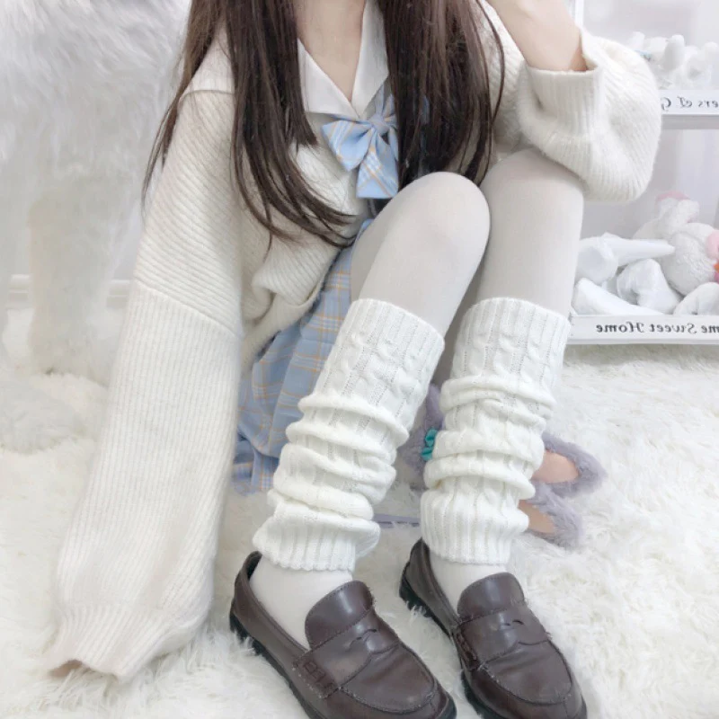 1 Pair Lolita Japanese Maiden Lovely Women Long Socks Cotton Ruffle Princess High Quality Knitted Ankle Warm Cuffs Goth Winter