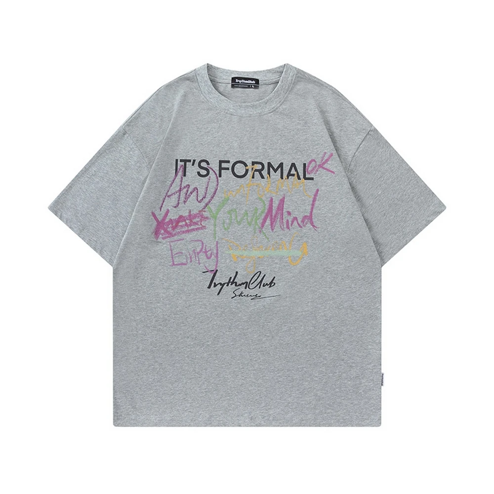 

Men Streetwear Graffiti Letter Graphic Printed Tshirt Youthful vitality Funny Causal T-Shirt Summer Hip Hop Cotton Tops Tees
