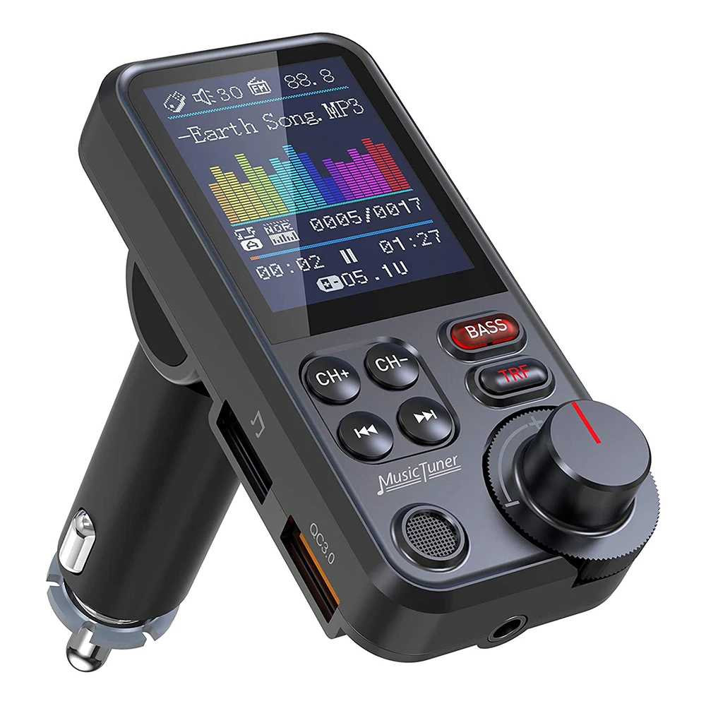 Купи USB 1.8"Wireless Car Bluetooth FM Transmitter Aux Supports QC3.0 Charging Treble And Bass Sound Music Player QC3.0 PD Charger за 2,880 рублей в магазине AliExpress