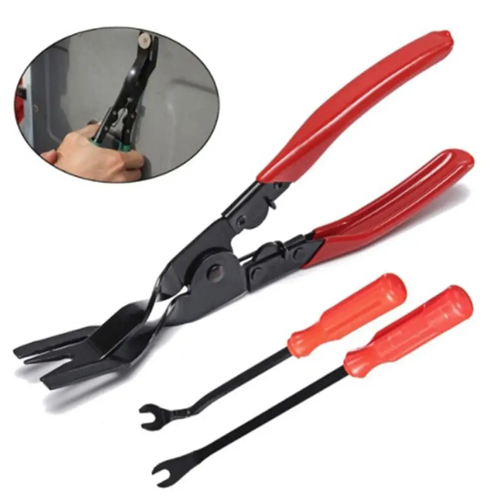 

3pcs/Set Auto Fastener Pliers Car Door Panel Remover Clip Trim Auto Puller Tool Retaining Clip Remover Pry Bar Tool Nylon Bag