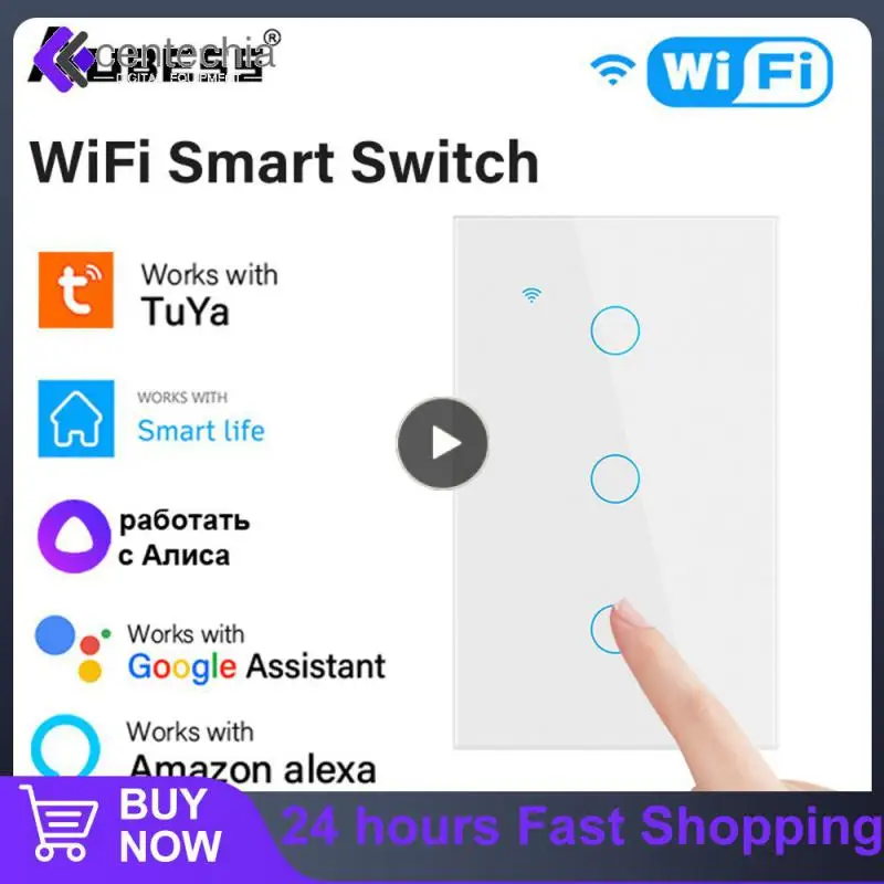 

Voice Control Touch Switch Smart Home Easy Setting Up Light Wall Button Three Control Methods Neutral Wire Single Fire Switch