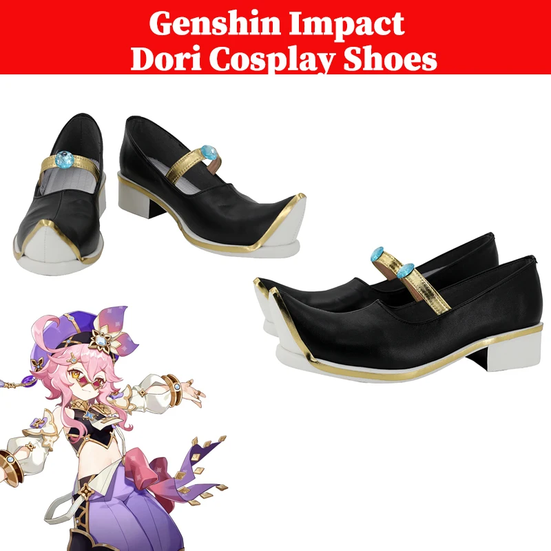 

Обувь для косплея Genshin Impact Dori, ботинки, реквизит для костюма, короткие ботинки на высоком каблуке, женские костюмы на Хэллоуин, аксессуары на заказ