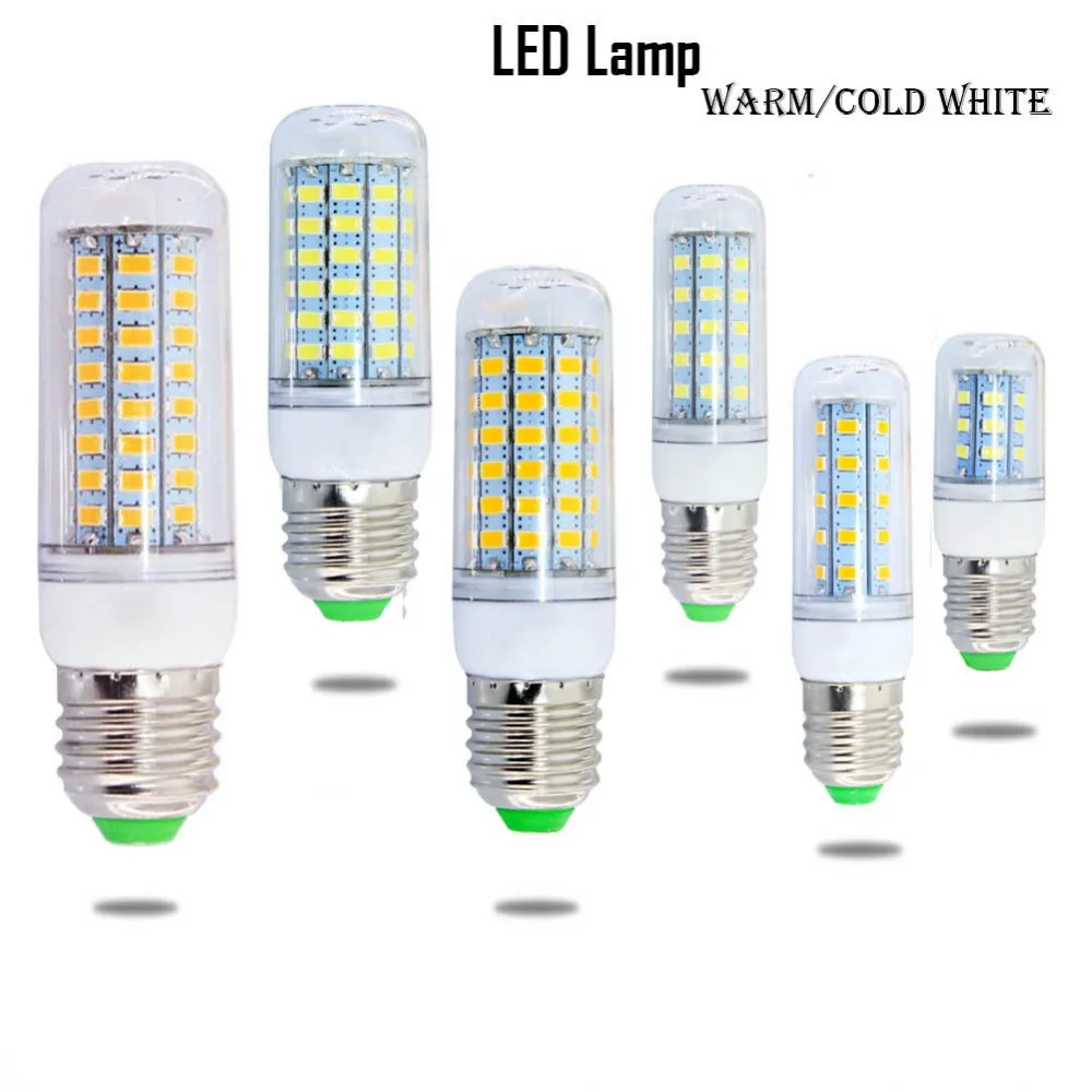 Светодиодная лампа Е27/Е14 SMD5730 для светильников 220 В 24/36/48/56/69/72 светодиода |