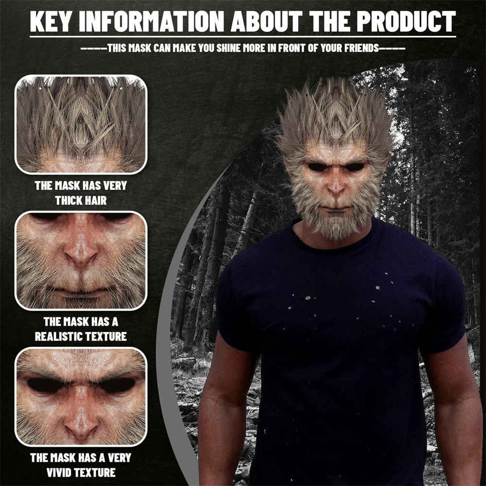Горячая игра черная миф WuKong маска предназначенная обезьяна