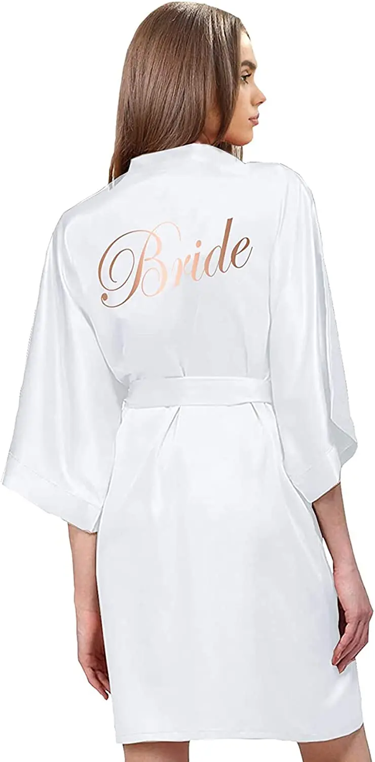 Green Satin Robe for Women Short Bride and Bridesmaid Robes Dressing Robe for Wedding Party Bridal Robes Bathrobe