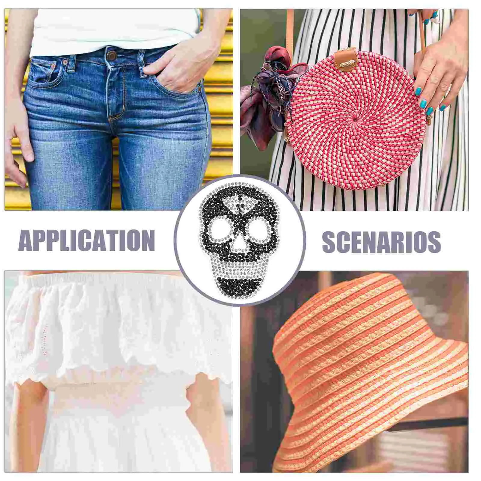 5 шт. наклейки с черепом и горячими бриллиантами нашивки для шитья пальто клейкая