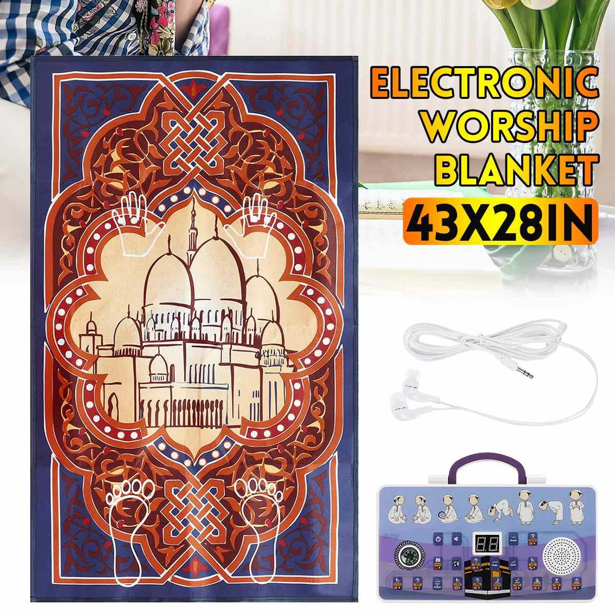 

Мусульманский электронный молитвенный коврик 110x70 см, Детские Обучающие молитвенные коврики, интерактивный молитвенный коврик, Коран, дина...