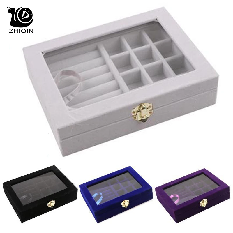 Многофункциональный Бархатный Чехол для ювелирных изделий со стеклянной