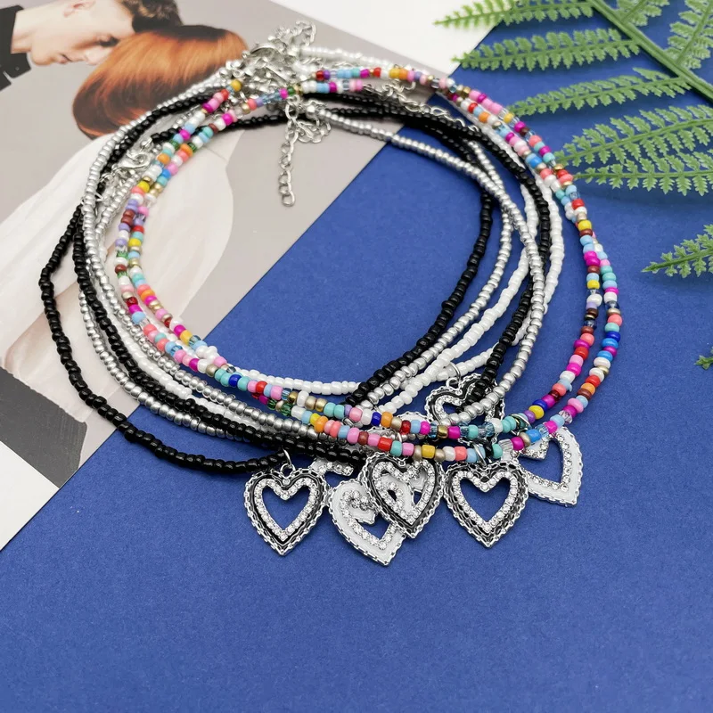 

Simple Seed Beads Heart Pendant Women Necklace For Holidays Vacation Jewelry Necklace Wholesale Price Female Jewelry For Beach