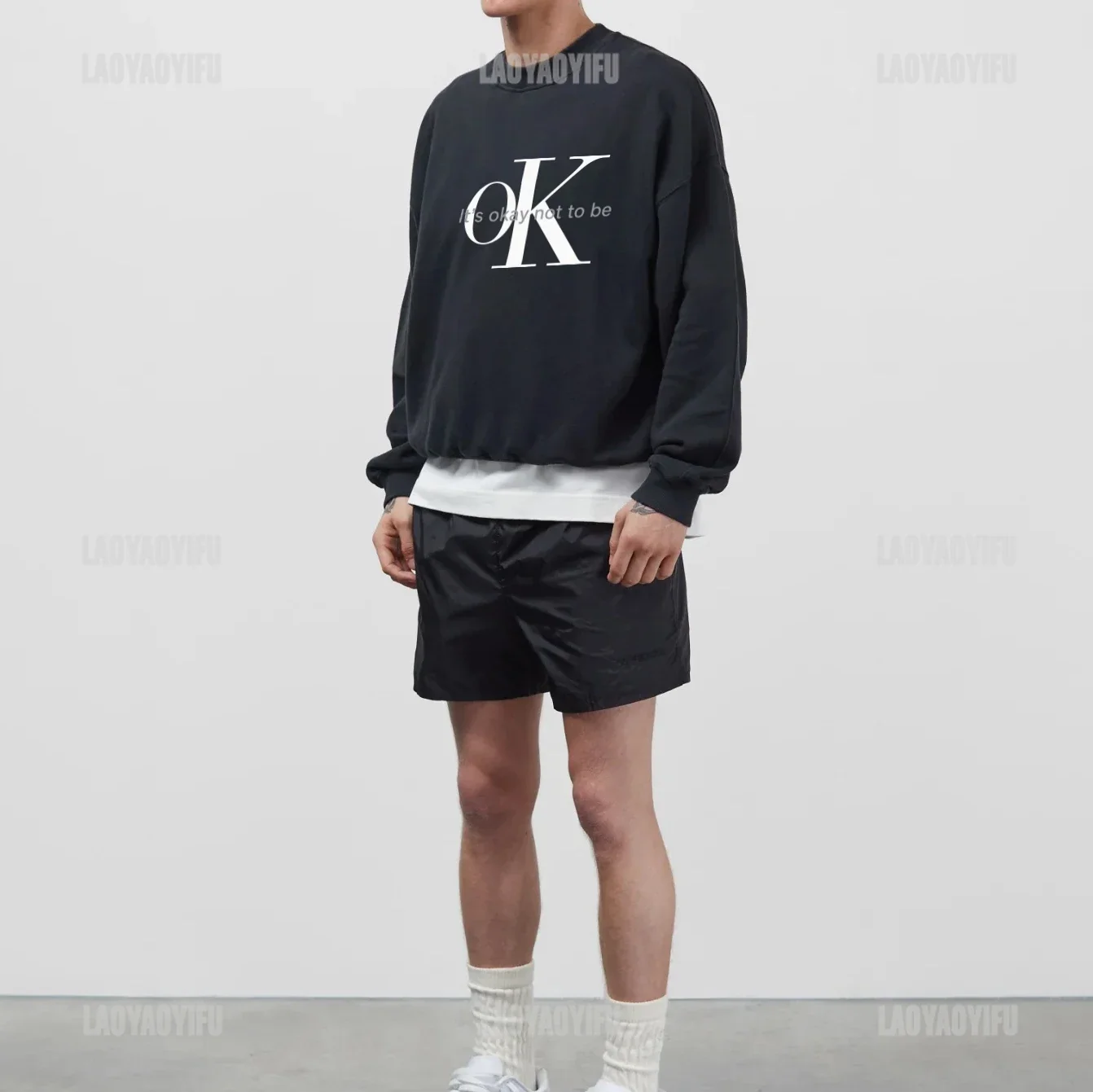 Толстовка SAYKO It's OK с принтом со слоганом в стиле Харадзюку уличная одежда ретро