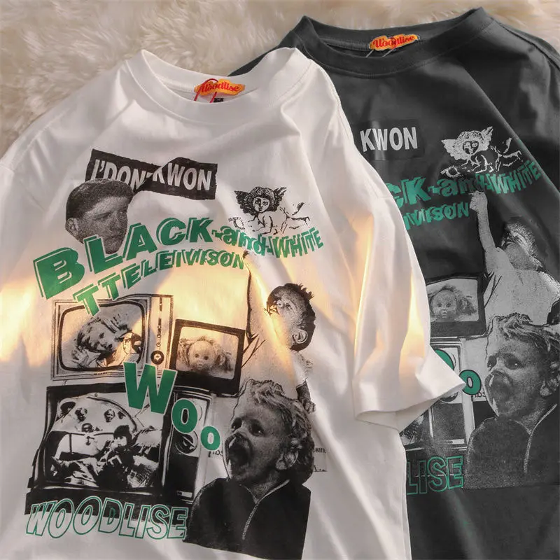 

Oversized T-shirt Print Tops Women 2022 Chic Loose Round Neck Short Sleeve Tee Casual Summer Vintage T Shirts Sweet Harajuku Top