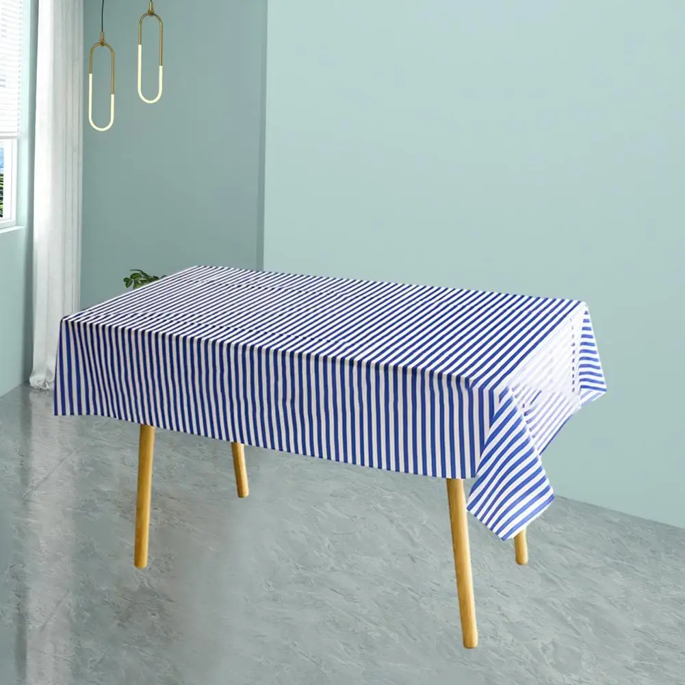 

Useful Stripes Print Bright Color One Time Table Cover Stain-resistant Party Table Cover Restaurant Accessory