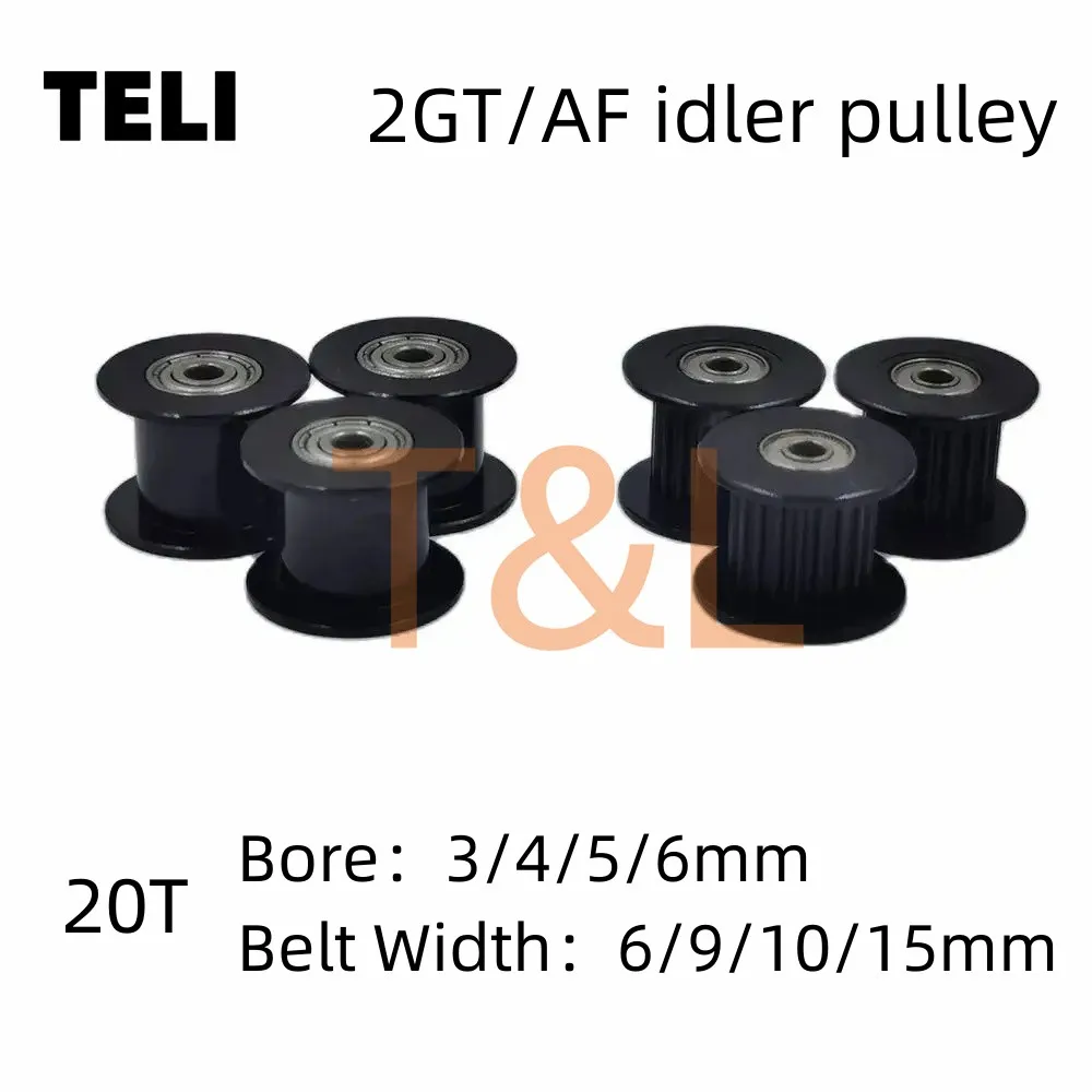 2GT зубчатый шкив направляющий 20 зубьев тип AF отверстие 3/4/5/6 мм для ремня GT2 ширина