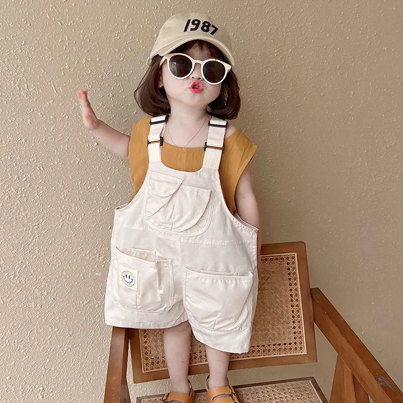 Summer Autumn Kids Clothes Solid Girls Overalls Children Beige Casual Baby Kids Outfits Fashion Teens Cute Outwear Overall 2-10Y enlarge