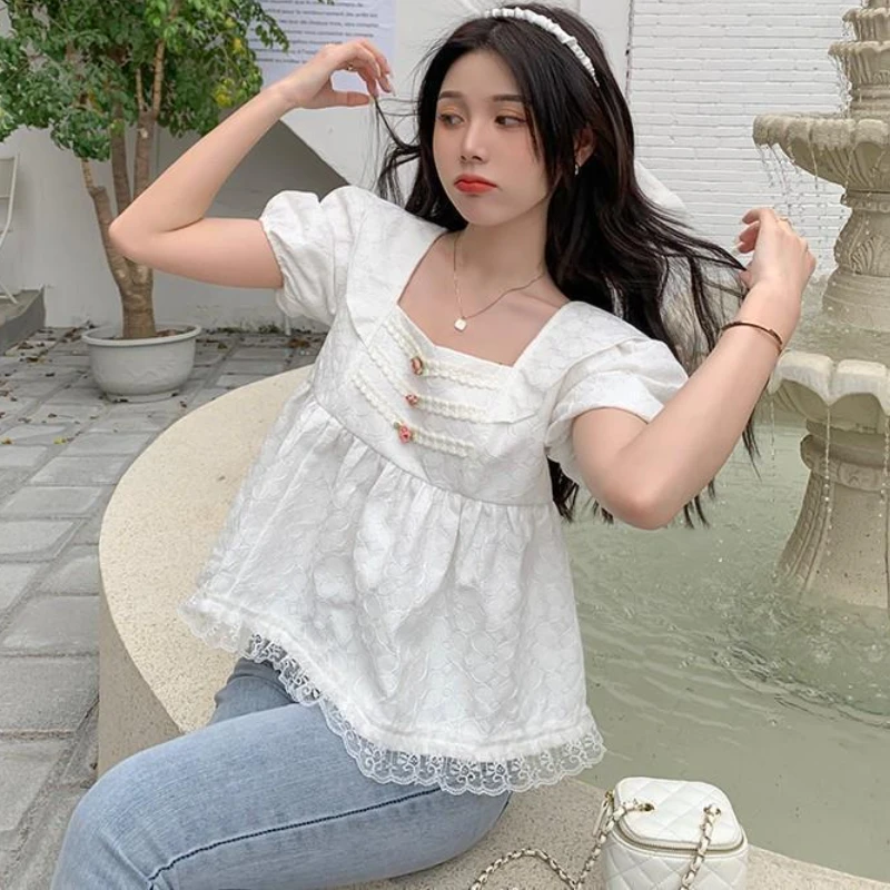 Блузки женские милые свободные повседневные дизайнерские модные простые Ulzzang