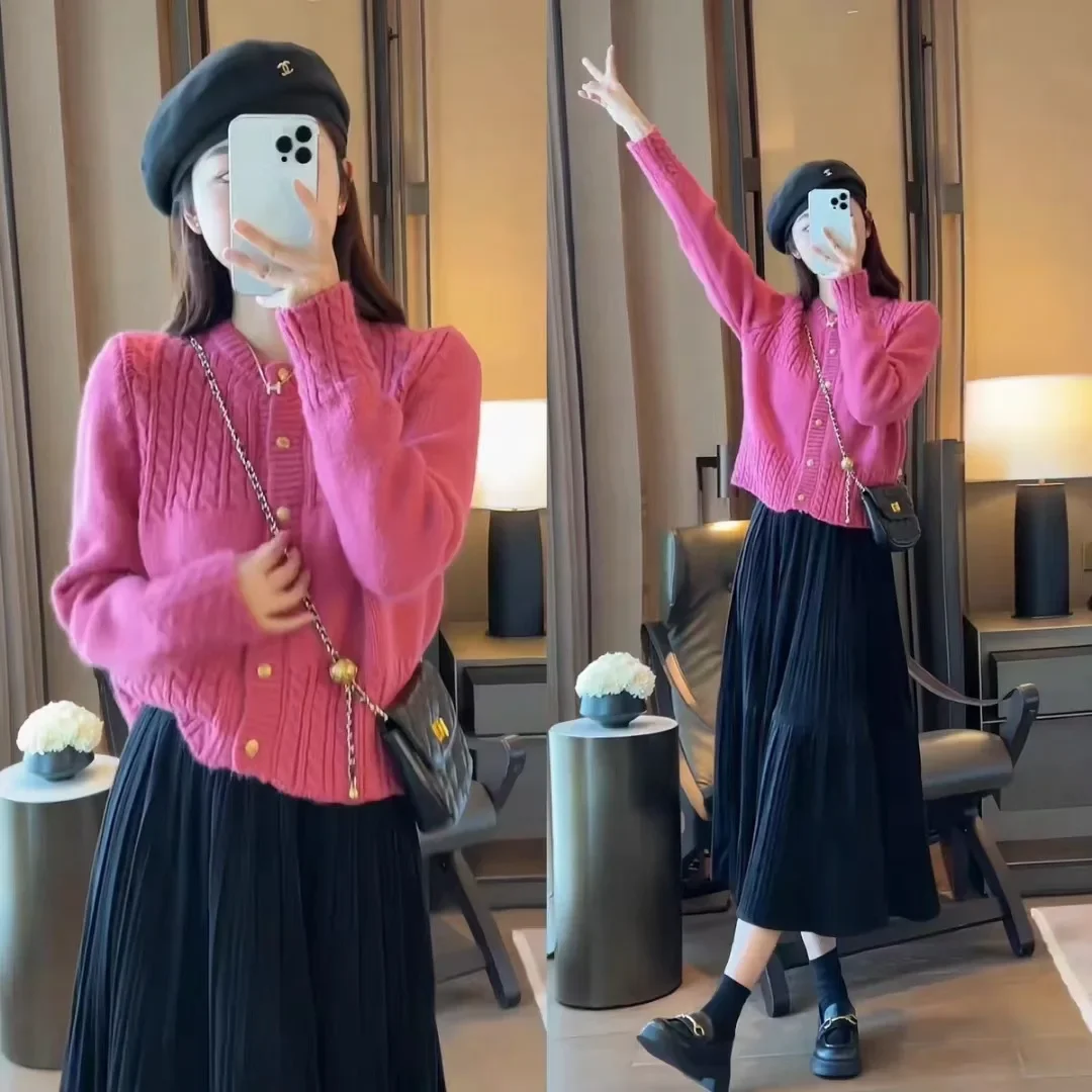 Женский теплый пуловер с круглым вырезом Осень-зима