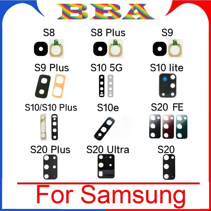 20 шт./партия стеклянные линзы для задней камеры Samsung Galaxy S8 S9 S10 S10e S20 fe Ultra Plus Lite 5G