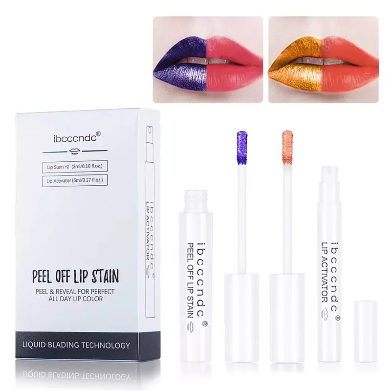 

NEW 2Pcs Long Lasting Lip Stain Tint Waterproof Peel Off Lipstick Set For Women Liquid Blading Lips Kiss-proof Lip Gloss For Gir