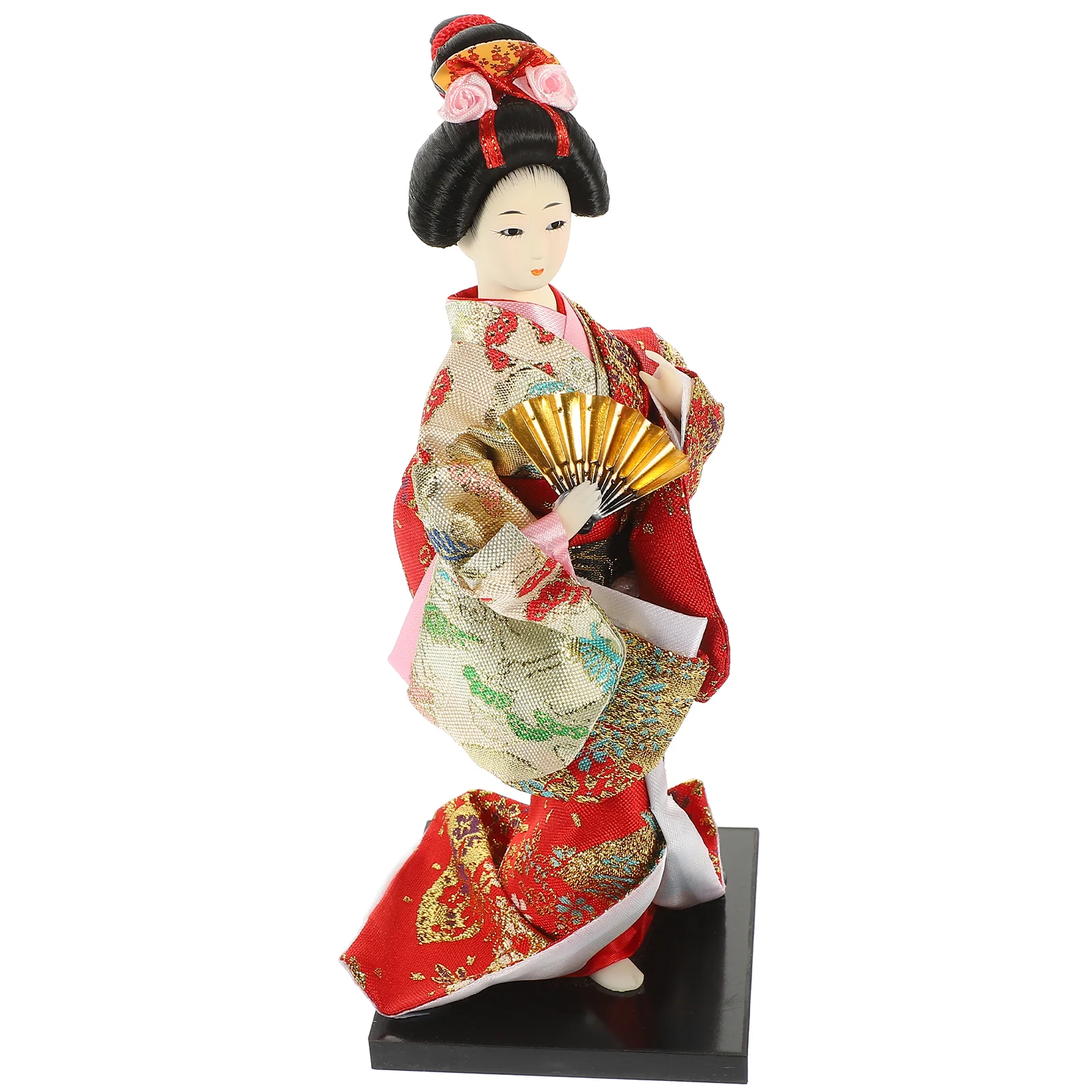 

Decor Kimono Fabric Geisha Decorate 27X9.5CM Japanese Folk Crafts Wood Handmade Miss