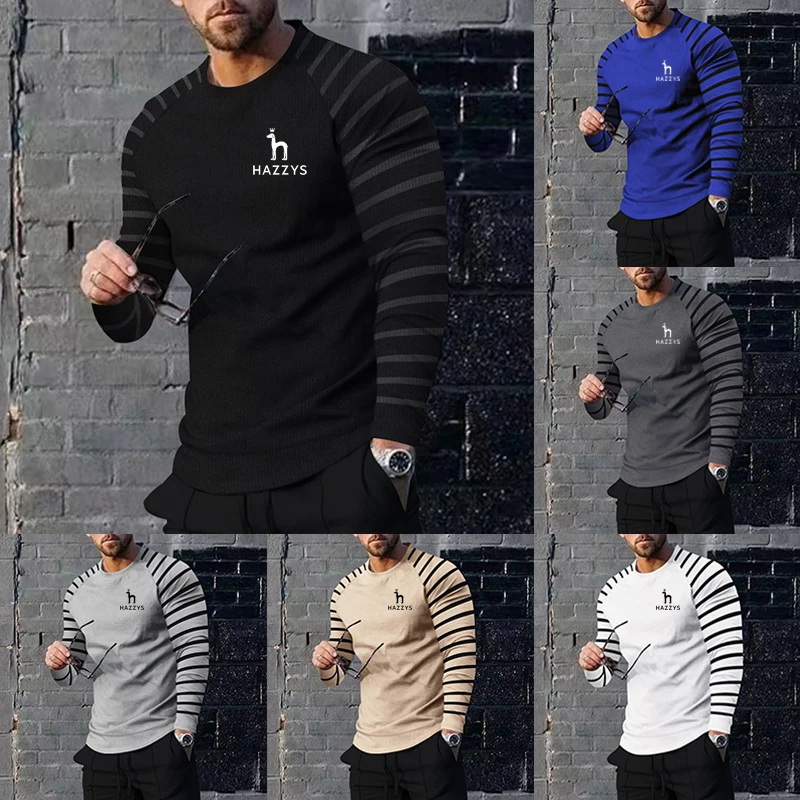 

Мужская рубашка-поло с длинным рукавом, весна-осень 2023