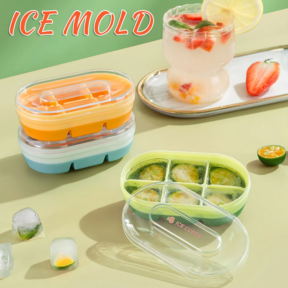 

Household 6 Grid Ice Cubes Box With Lid Multipurpose Ice Making Template For Iced Cold Drink
