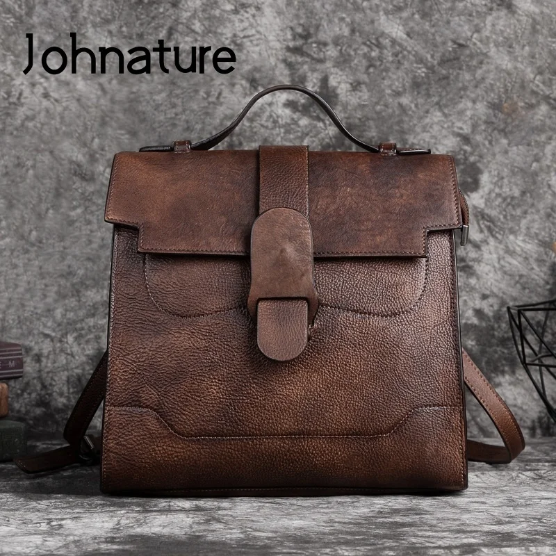

Retro Genuine Leather Women Bag 2023 New Hand Painted Solid Color Handbag Soft Cowhide Large Capacity Shoulder Bags