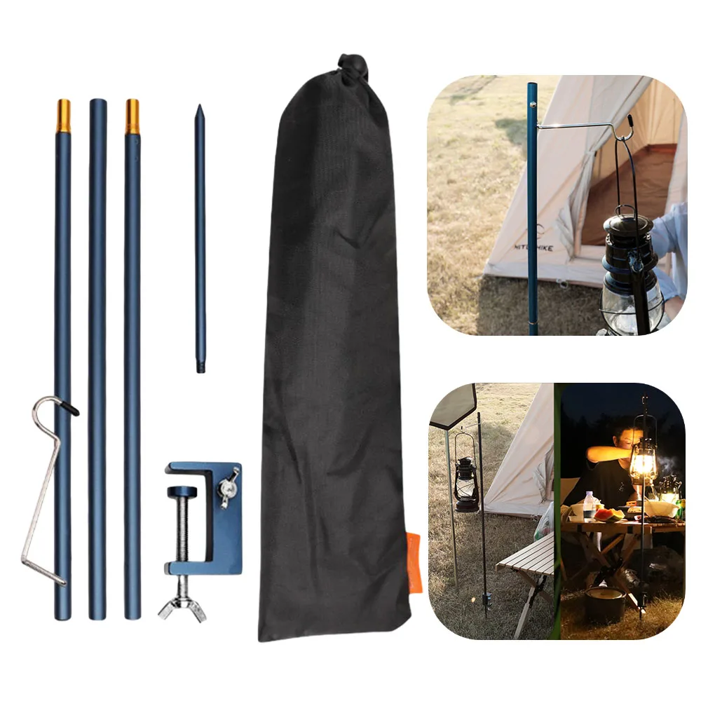 

Camping Hiking Lamp Post Pole Kit Aluminum Alloy Foldable Lamp Pole Portable Hiking Hanging Light Fixing Stand Lantern Holder