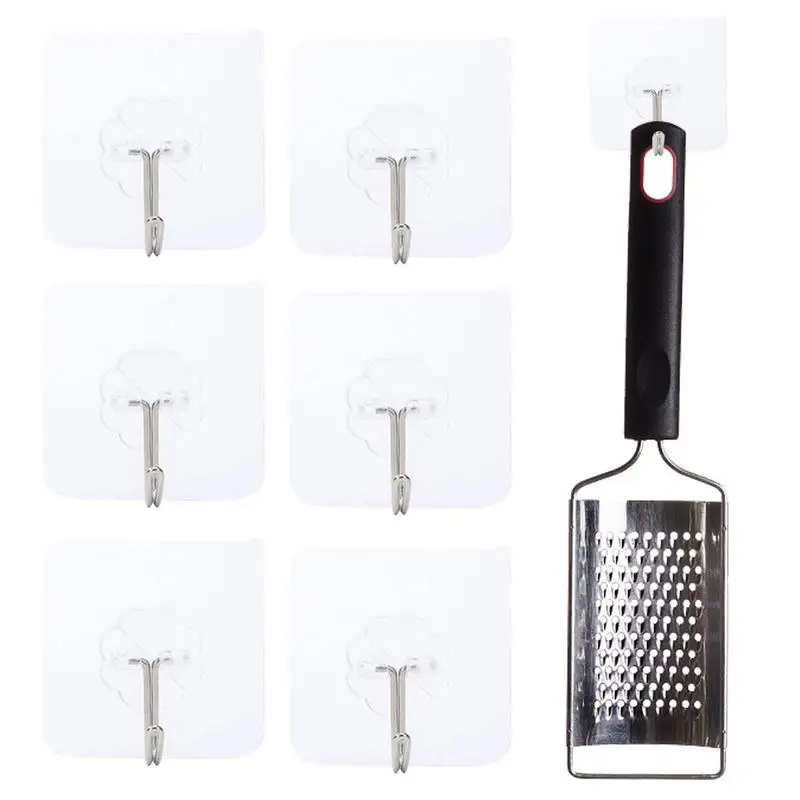 

6PCS Seamless Hooks Strong Transparent Suction Cup Sucker Wall Hooks Hanger Punch-free Strong Adhesive For Kitchen Bathroom