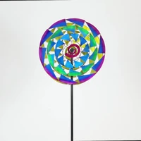 eye catching wholesale metal wind spinner colorful spiral shape garden lawn wind spinners